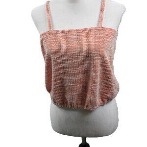 Loft Orange/White Cropped Knit Tank Top Size SP